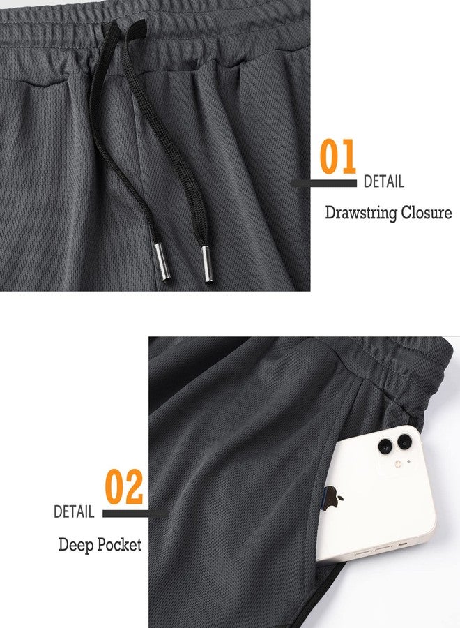 Surenow شورت رياضي رجالي من Surenow، مناسب للجري والتمارين الرياضية، بطول 3 بوصات، خفيف الوزن، يسمح بالتهوية، مزود بجيوب، لون رمادي داكن - Image 4